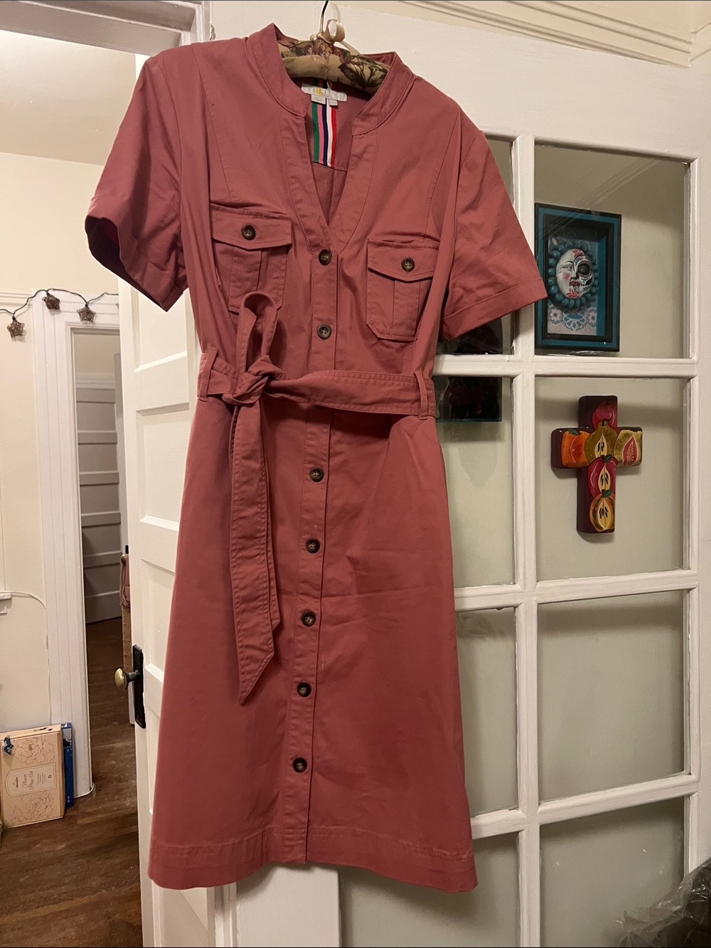 Boden Dusty Rose Utility Shirt Dress
